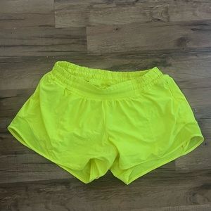 Lululemon hotty hot shorts lined 2.5, neon yellow, size 12